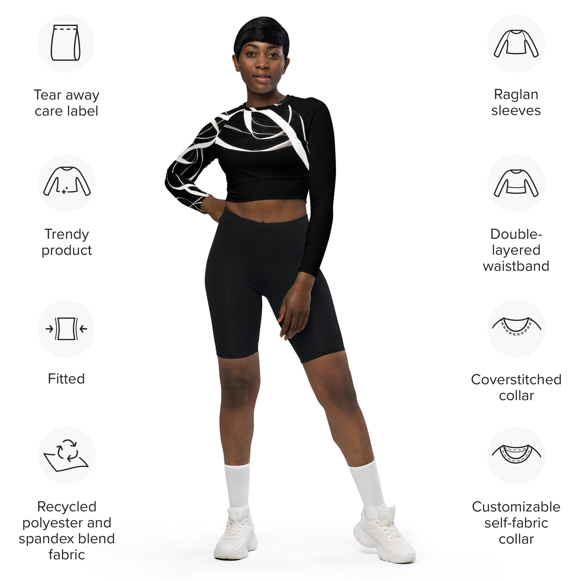 Dance crop top. Long-sleeved activewear and streetwear. Women's yoga or fitness top. La Danza by WickedYo